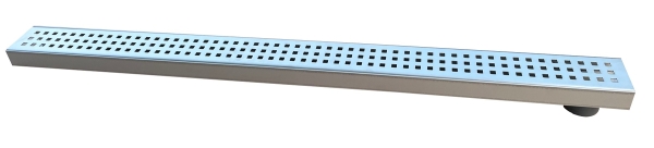 Entwässerungsrinnen Edelstahl superflach Rost Quadratlochung SET Typ 3, System 35/80